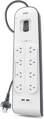 Belkin 6 Outlet Surge Protector With 2m Cord With 2 Usb Ports (2.4a), 2yr Wty, $30k Cew