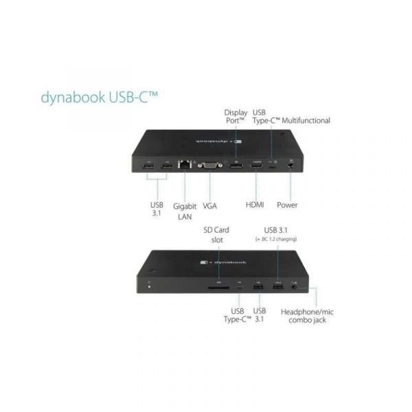 Dynabook USB-C Docking Station,USB-C(2), USB(4), HDMI, LAN, DP, VGA, 3YR WTY - Image 3