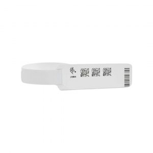 Zebra Wristband, White, Synthetic, Z-Band Ultra Soft, Coated, Permanent Adhesive