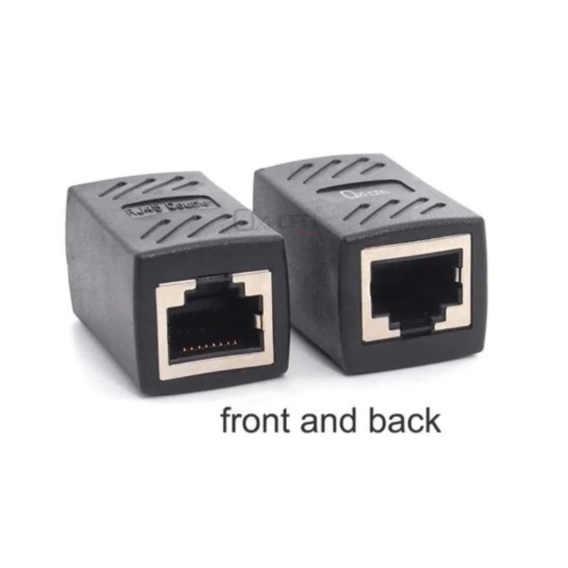 Oxhorn RJ45 Ethernet Inline 8 pins Coupler / Joiner Female to Female F-F Gold plated connections Black Retail bag