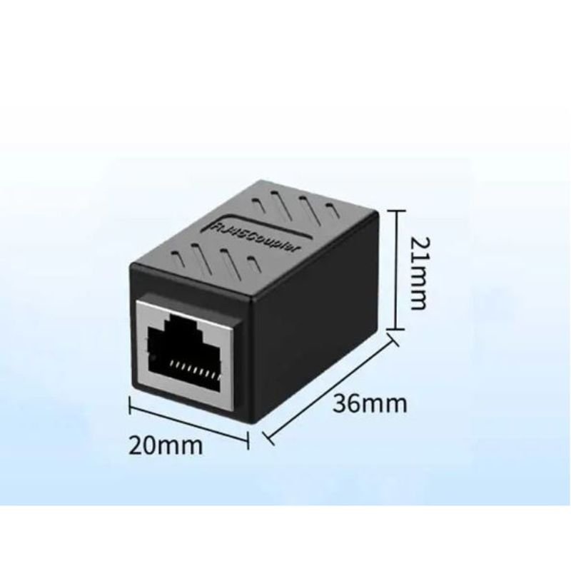 Oxhorn RJ45 Ethernet Inline 8 pins Coupler / Joiner Female to Female F-F Gold plated connections Black Retail bag - Image 3