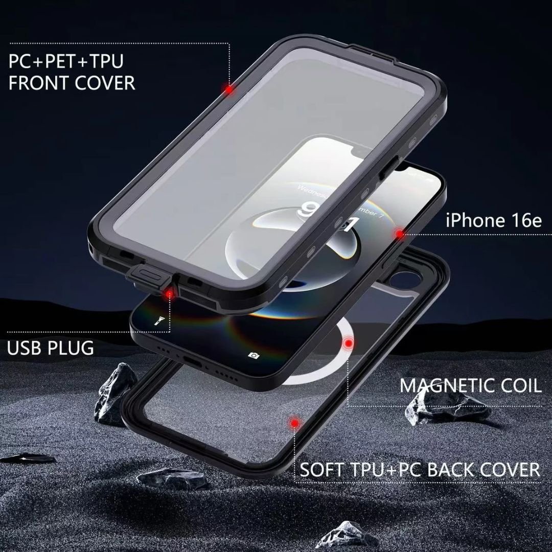 Apple iPhone SE/8/7 Waterproof Case - Black, Military-Grade Protection - Image 3
