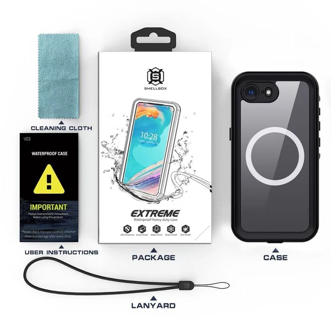 Apple iPhone SE/8/7 Waterproof Case - Black, Military-Grade Protection - Image 4