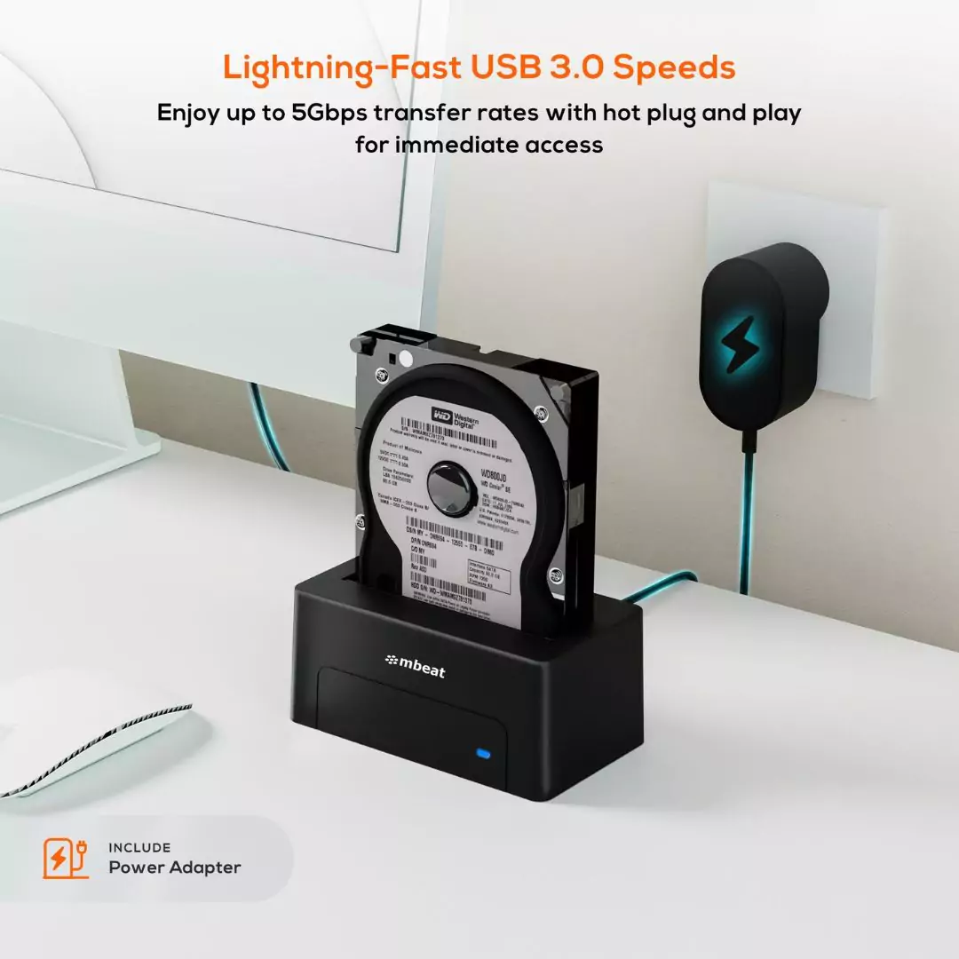 mbeat® D1 USB 3.0 3.5" & 2.5" SATA HDD Docking Station - Black - Image 2