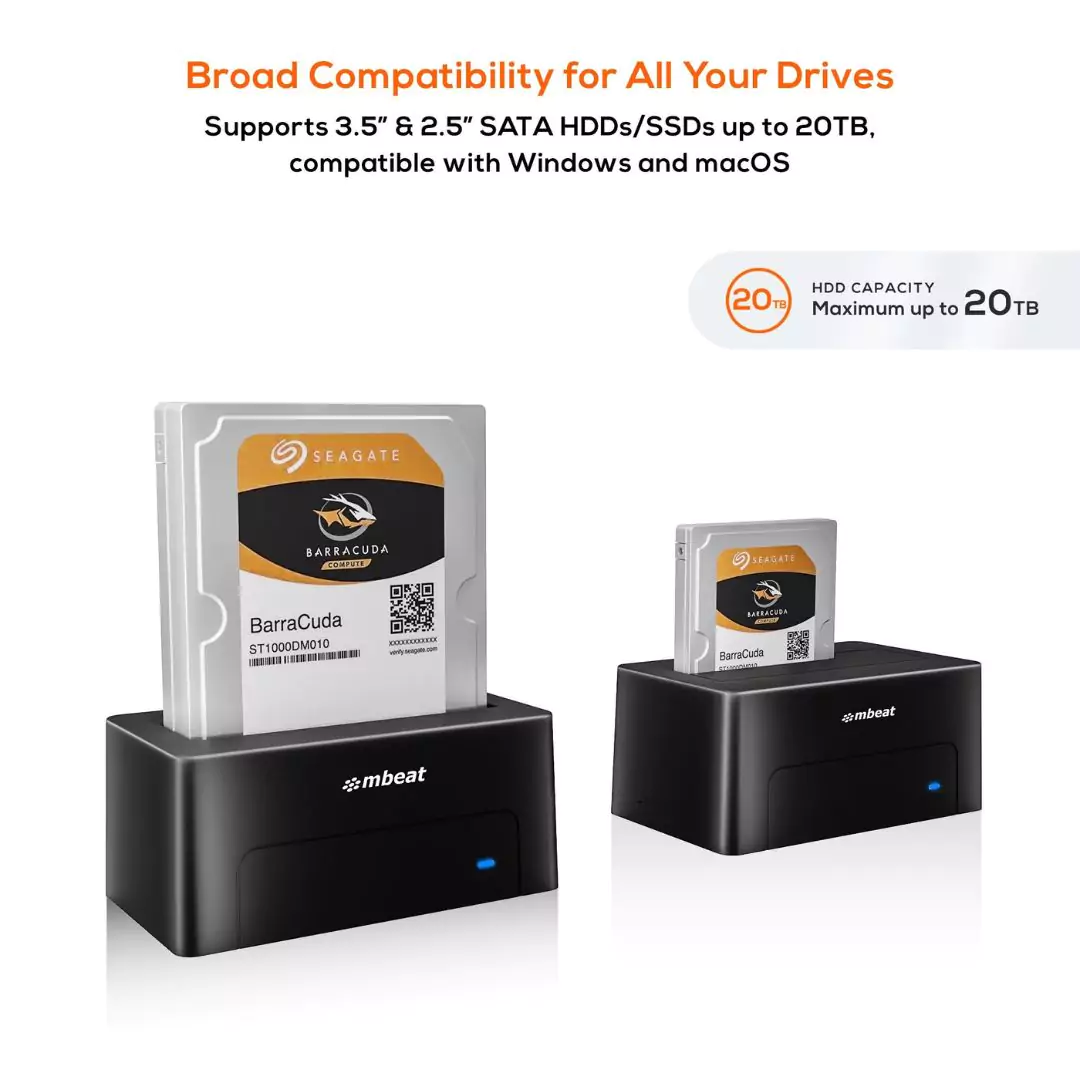 mbeat® D1 USB 3.0 3.5" & 2.5" SATA HDD Docking Station - Black - Image 3