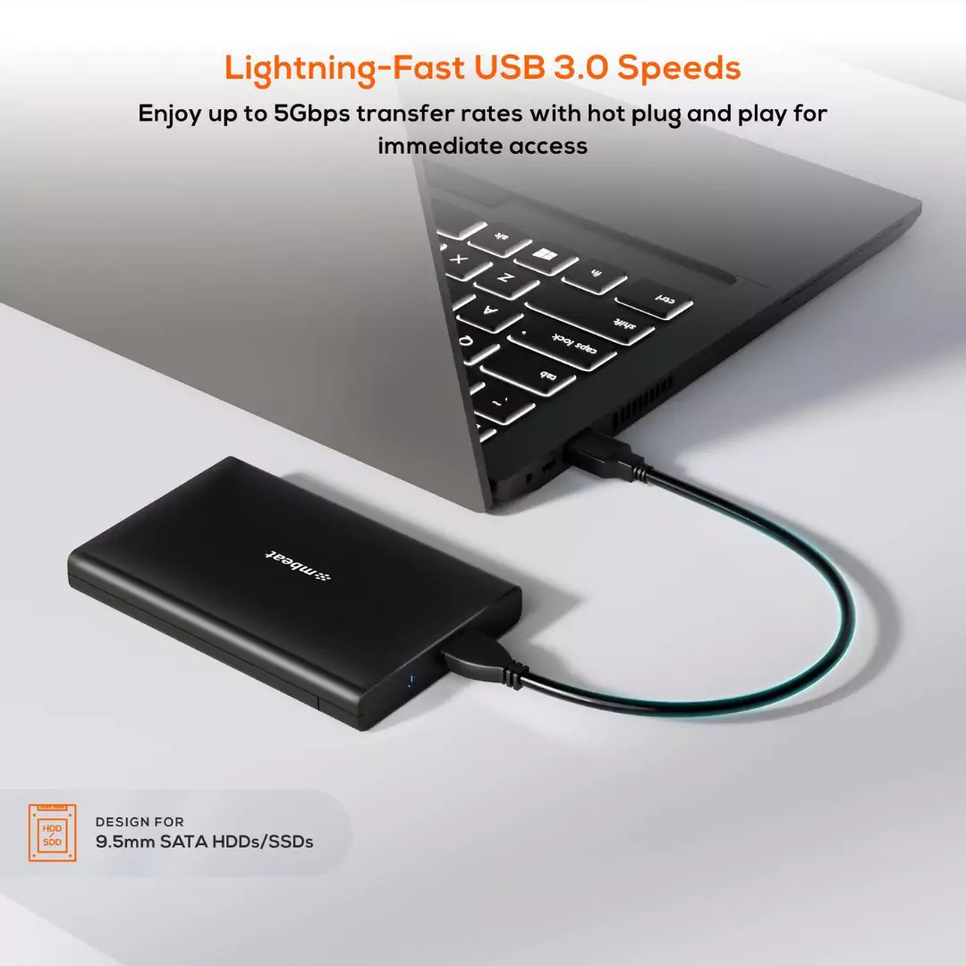 Slim Tool-Free USB 3.0 2.5" SATA HDD Enclosure A2 mbeat® - Black - Image 2