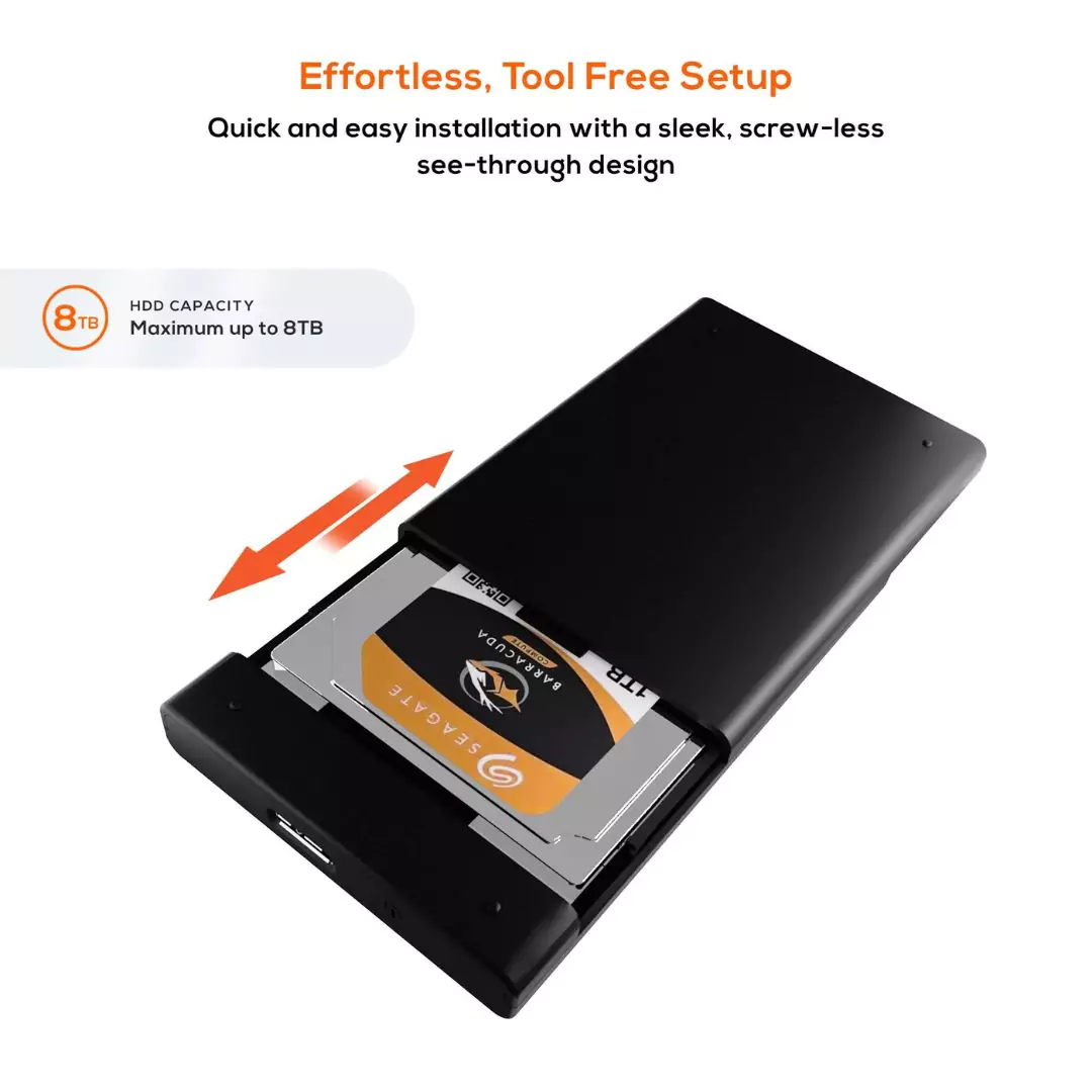Slim Tool-Free USB 3.0 2.5" SATA HDD Enclosure A2 mbeat® - Black - Image 3