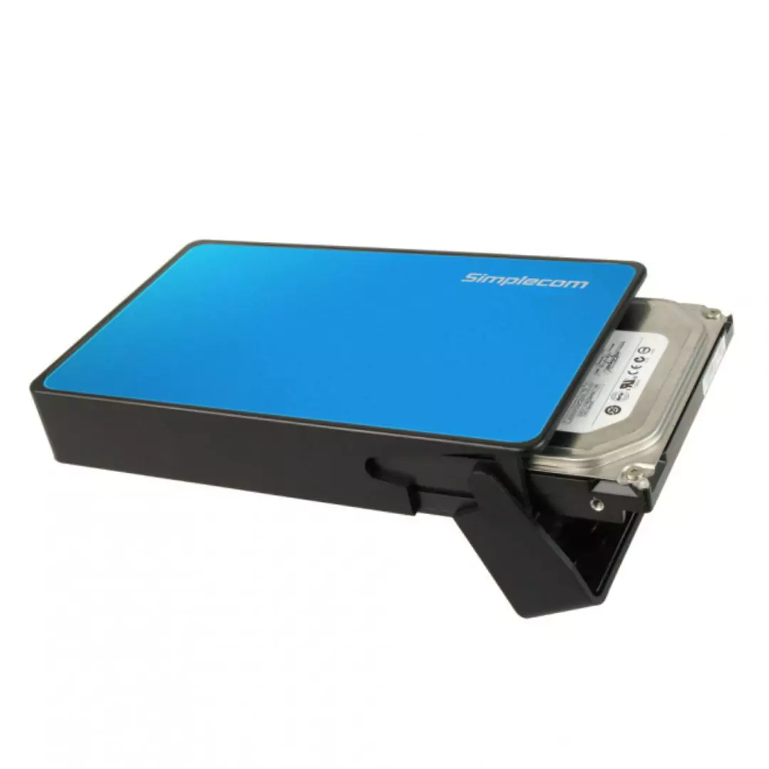 Simplecom SE325 Tool Free 3.5" SATA HDD to USB 3.0 Hard Drive Enclosure - Blue Enclosure - Image 2
