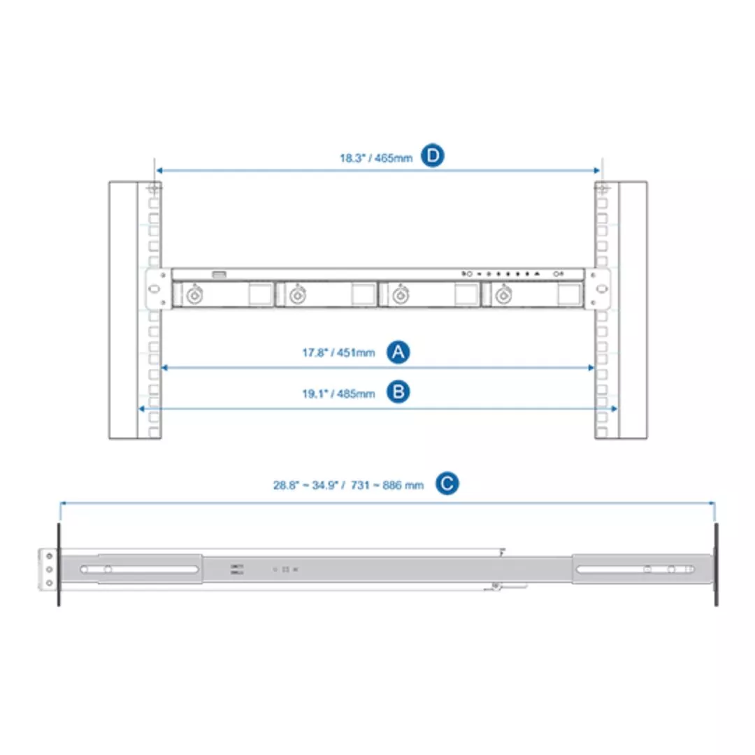 QNAP RAIL-B02, RAIL KIT FOR 1UAND 2U QNAP NAS - Image 2