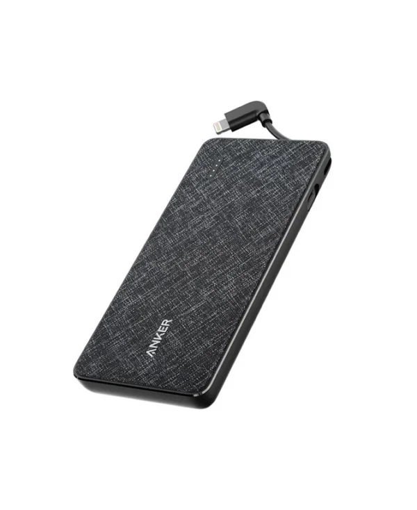 ANKER POWER BANK 10000 WITH LIGHTNING CABLE - BLACK FABRIC - Image 3