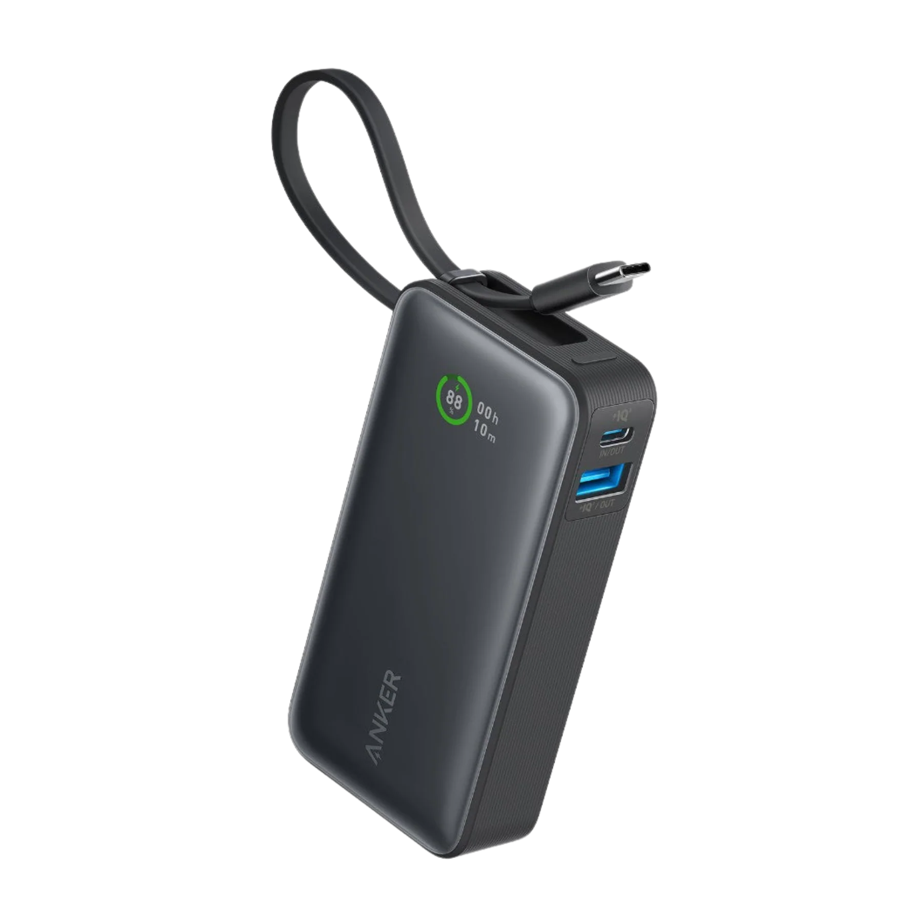 ANKER NANO 10K 30W POWER BANK WITH BUILT- IN USB-C CABLE (BLACK)