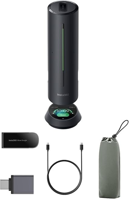 INSTA360 WAVE PRO SPEAKER PHONE, AI TRANSCRIPT, 3D MIC, TOUCH PANEL, (BLACK), 1YR