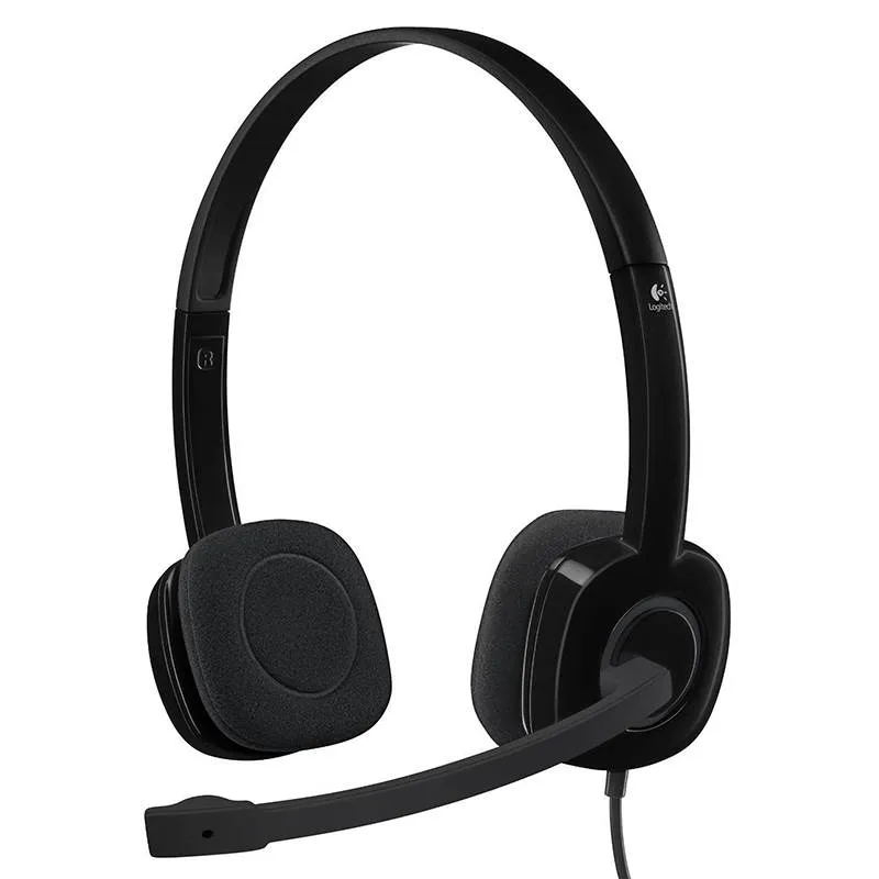 Logitech H151 Stereo Headset Light Weight Adjustable Headphones with Microphone 3.5mm jack In-line audio controls Noise-cancelling (981-000587)