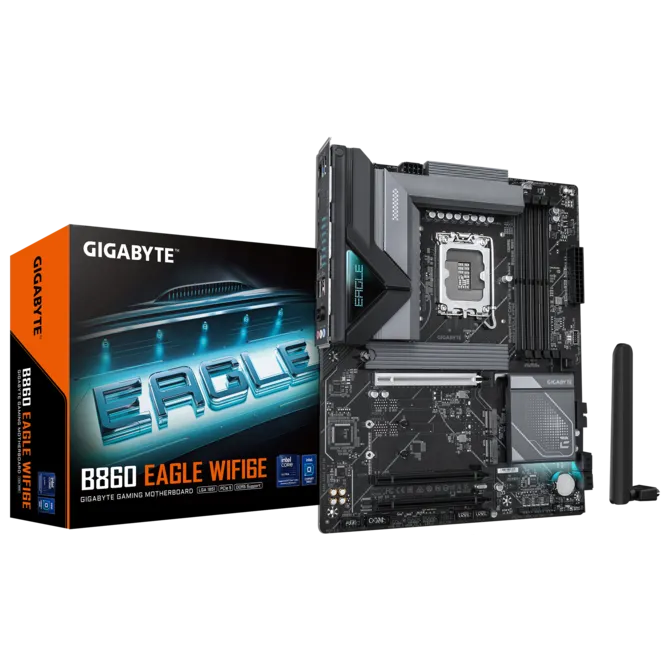 Gigabyte M/B B860 EAGLE WIFI6E 1.0,  Intel Â® B860, 4 x DDR5 up to 256 GB, 1x HDMI, 3 x PCI Express x16, 3 x M.2, 4 x SATA, 3 x USB 3.2-B860 EAGLE WIFI6E 1.0