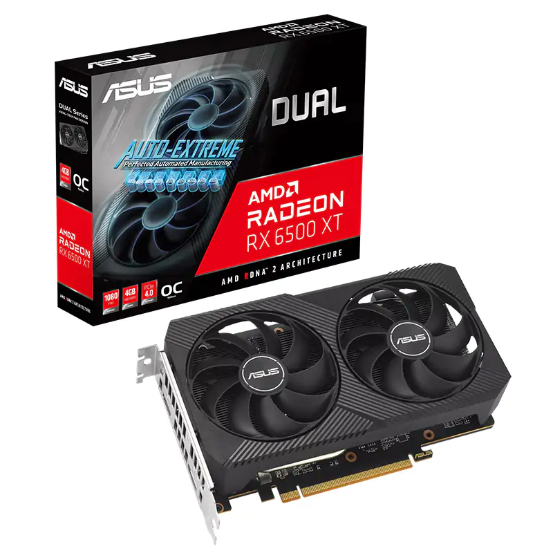 Asus Radeon RX 6500 XT Dual OC 4G V2 Graphics Card (DUAL-RX6500XT-O4G-V2)