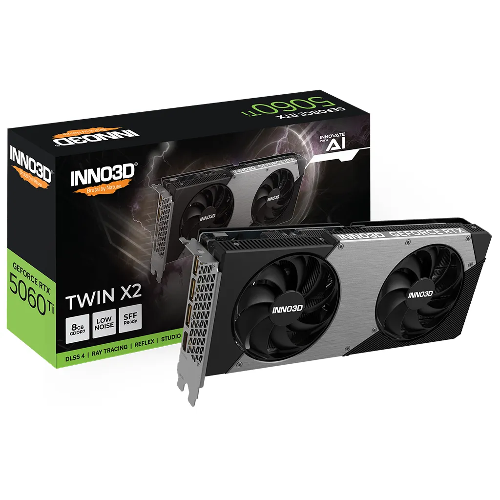 INNO3D nVidia GeForce RTX 5060 Ti TWIN X2 8GB GDDR7, 2572MHz Boost Clock, RAM 28Gbps, 3xDP, 1xHDMI