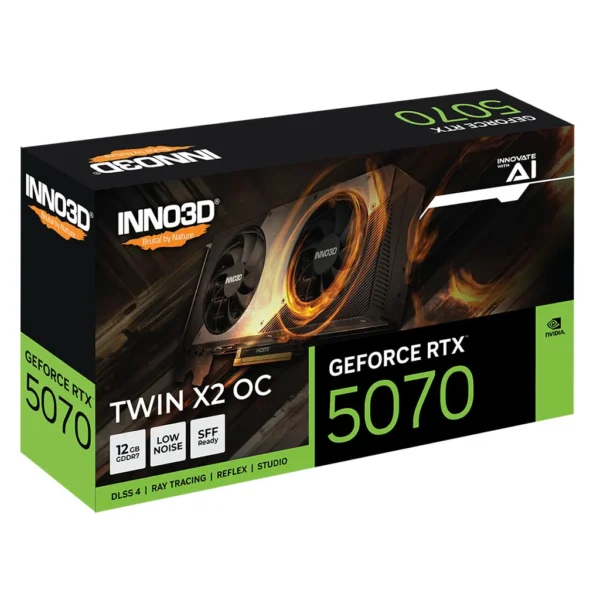 INNO3D nVidia GeForce RTX 5070 TWIN X2 OC 12GB GDDR7 2542 MHz Boost Clock, RAM 28 Gbps, 3x DP, 1xHDMI 250x116x41mm - Image 3