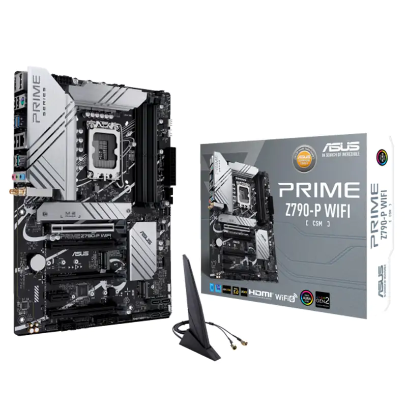 ASUS Z790 PRIME Z790-P WIFI-CSM Intel LGA1700 ATX Motherboard, DDR5,1xPCIe 5.0 x16, 3x M.2, 4xSATA, HDMI,DP, 2.5Gb LAN, Wi-Fi 6E