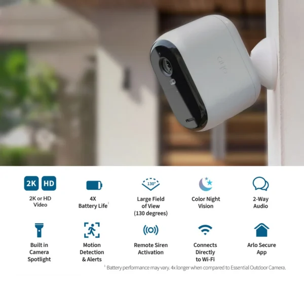 Arlo Essential XL Outdoor 2K 2nd Gen Wireless Security Camera - VMC3052-100AUS - Image 2