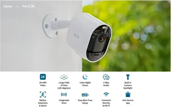 Arlo Pro 5 2K Spotlight Wireless Security Camera - 4 Cameras - VMC4460P-100AUS - Image 2