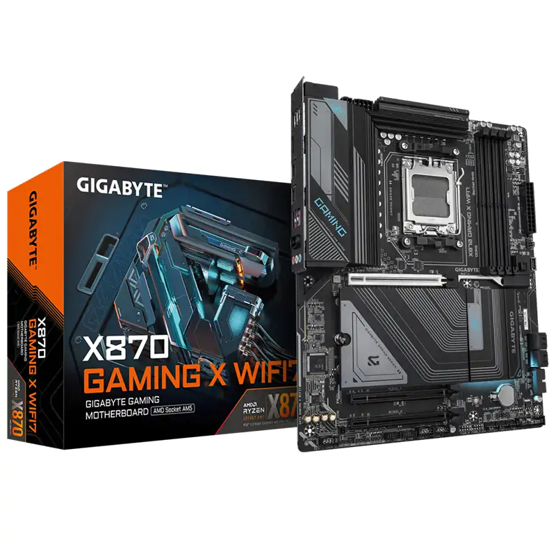 Gigabyte X870 GAMING X WIFI7 AMD AM5 ATX Motherboard 4x DDR5~256GB,3x PCIe x16, 3x M.2, 4x SATA 6,4x USB 3.2, 4x USB2.0, 2x USB-C,