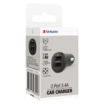 Verbatim Dual Port 3.4A Car Charger - Black - 66599 - Image 5