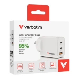 Verbatim 65W 3-Port GaN Wall Charger - 67016