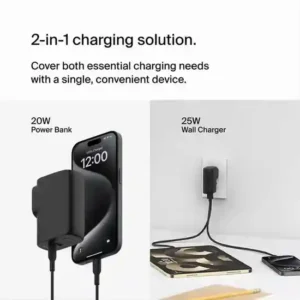 BoostCharge Hybrid Wall Charger 25W + Power Bank 5K + Travel Adapter Kit -BPZ003bt1MBK-B6