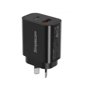 Simplecom CU220 Dual Port PD 20W Fast Wall Charger USB-C + USB-A for Phone Tablet - CU220