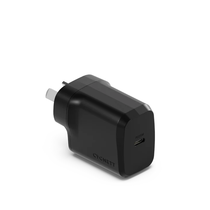 Cygnett PowerPlus 25W USB-C PD Fast Wall Charger - Black - CY4735PDWCH