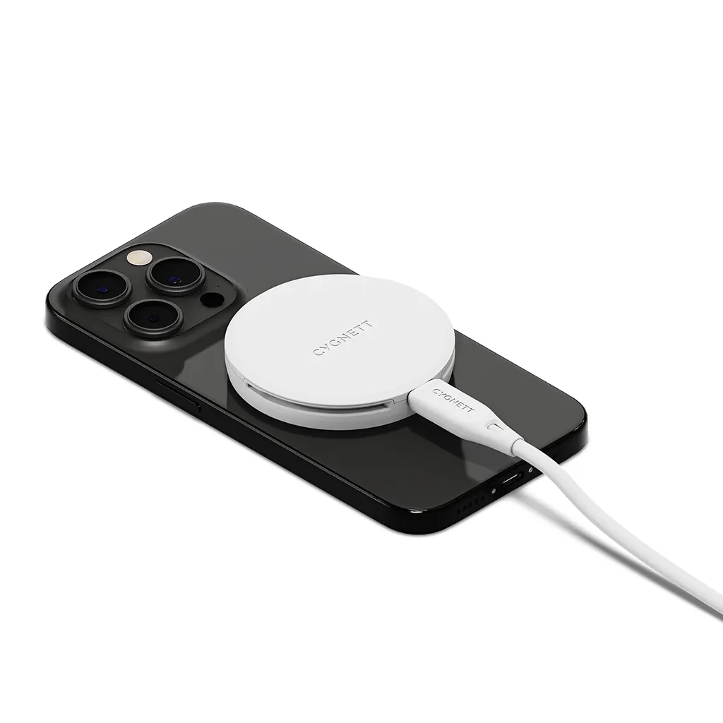 Cygnett ChargePuck Qi2 15W Fast Wireless Charger - White - CY5062CCRGP