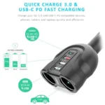 Gorilla Power 4-Port USB-C PD And QC3.0 Car Charger with Cigarette Lighter Splitter-MB-CHGR-C38