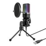 Simplecom USB Cardioid Condenser Microphone Gaming RGB Lights with Tripod And Pop Filter - UM650