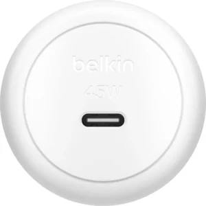 Belkin BoostCharge Compact 45W USB-C PD 3.1 Wall Charger + USB-C to USB-C Cable 60W (1M) – White WCA013au1MWH-B6
