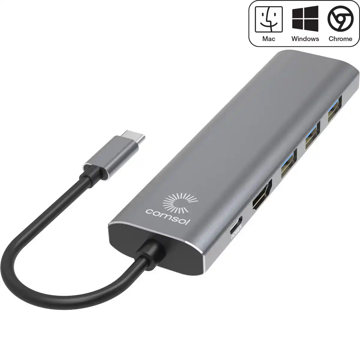 Comsol USB-C 4K HDMI Multiport Adapter with USB-C PD Power-CMMP08