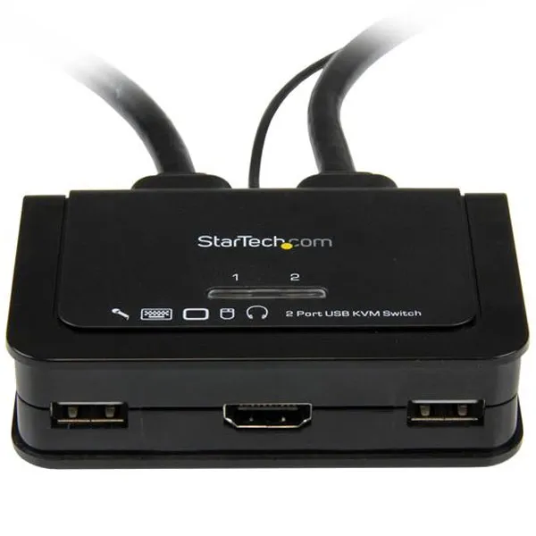 StarTech 2 Port Single HDM KVM Switch, USB-A, Audio, Remote Switch-SV211HDUA