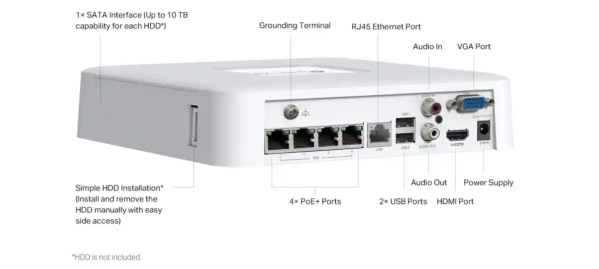 TP-Link VIGI 4 Channel PoE+ Network Video Recorder (HDD Not Included)-VIGI NVR1104H-4P