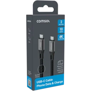 Comsol 2m 10Gbps USB-C to USB-C Cable-CC1020BK