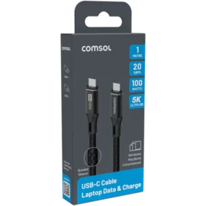 Comsol 1m 20Gbps 100W USB-C to USB-C Cable-CC2010BK