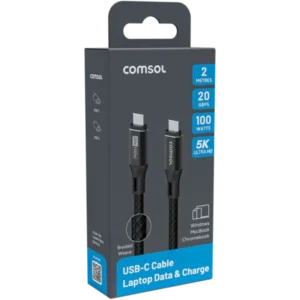 Comsol 2m 20Gbps 100W USB-C to USB-C Cable-CC2020BK