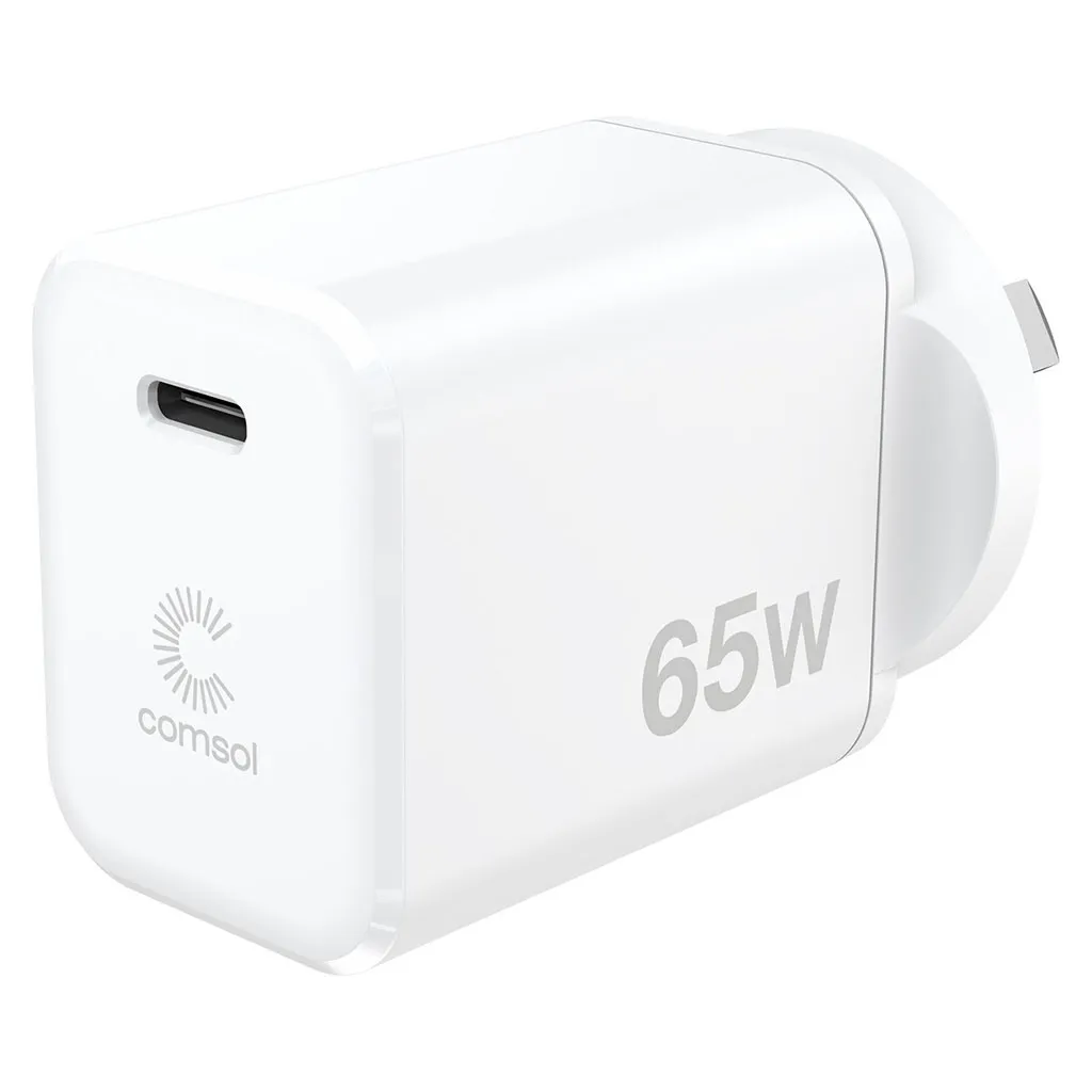 Comsol 65W USB-C GaN Charger+ 2m USB-C to USB-C Cable-WCC651W