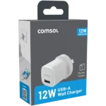 Comsol 12W USB-A Wall Charger - White - WCN24WH