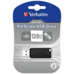 Verbatim PinStripe 128 GB USB 2.0 Flash Drive - Black - 49071