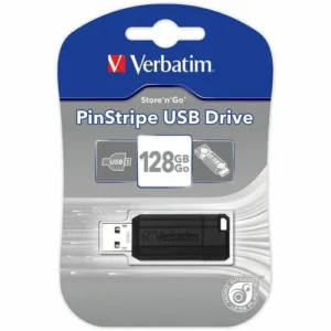 Verbatim PinStripe 128 GB USB 2.0 Flash Drive - Black - 49071