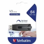 Verbatim Store 'n' Go V3 64 GB USB 3.2 (Gen 1) Type A Flash Drive - Grey - 49174