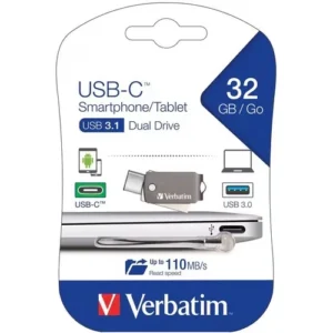 Verbatim 32 GB USB 3.1 Type C USB 3.0 Flash Drive - 65744