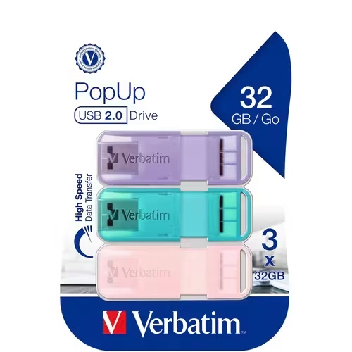 Verbatim POP-UP USB 2.0 Flash Drive - 32GB Triple Pack - 66760