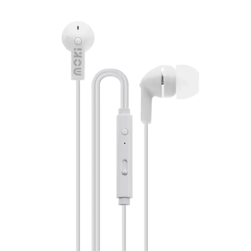 Moki Noise Isolation Earbuds+Mic White-ACC HCBMW