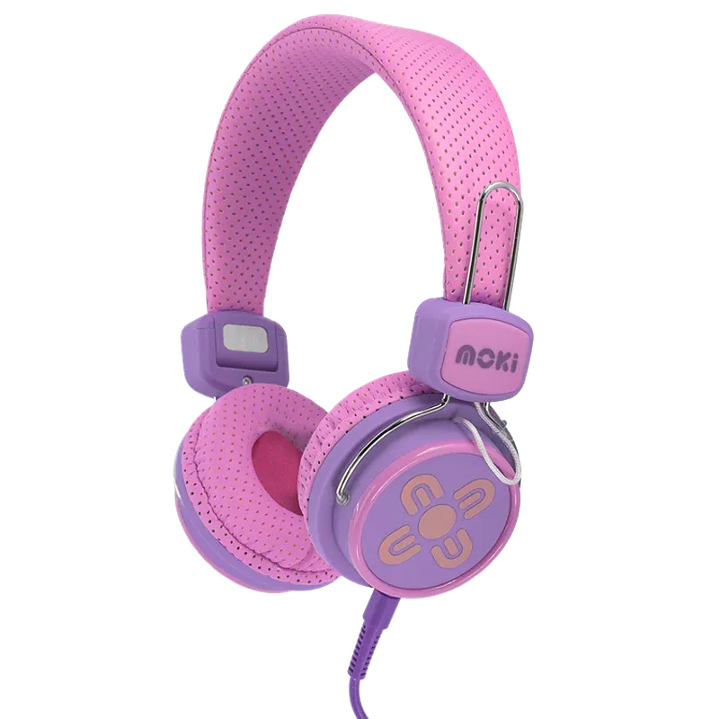 Moki Kids Safe Volume Limited Headphones- Pink & Purple-ACC HPKSPP