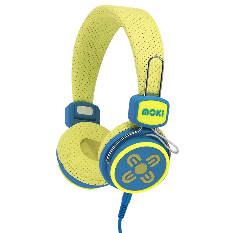 Moki Kids Safe Volume Limited Headphones-Yellow & Blue-ACC HPKSYB